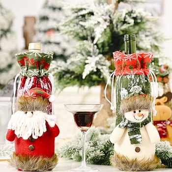 

Christmas Decorations For Home Santa Claus Wine Bottle Cover Snowman Stocking Gift Holders Xmas Navidad Decor New Year