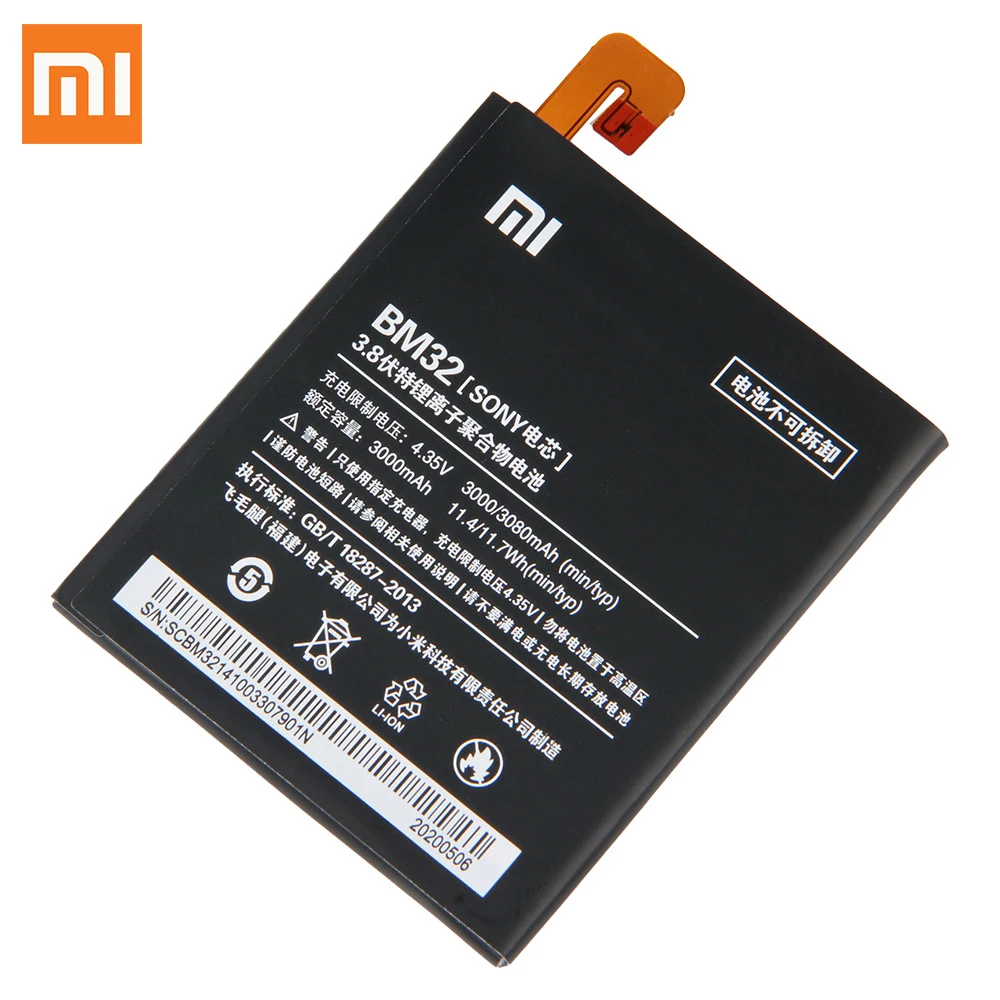 Оригинальная запасная батарея для Xiaomi Mi 4 M4 Mi4 BM32 натуральная телефона 3080