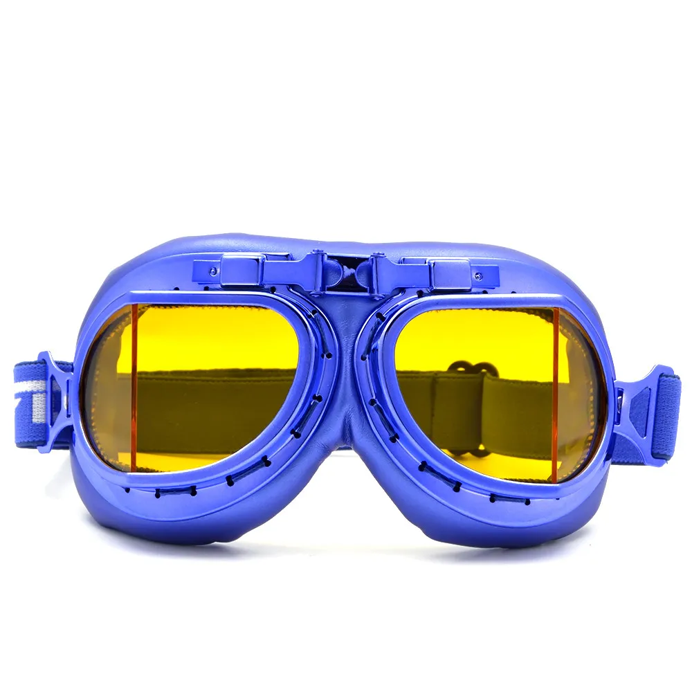 Blue Goggles Yellow BJMOTO дым мотокросс шлем пилот, мотоцикл Jet Ретро Винтаж Второй мировой войны очки скутер Очки для Harley велосипед - Цвет: Blue Goggles Yellow
