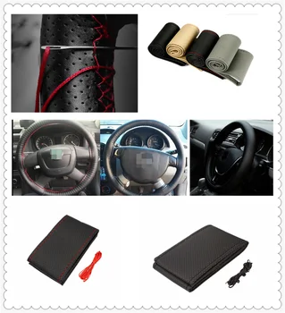 

car auto DIY Braided Hand Sewing Steering Wheel Cover S M L Code Auto Parts for BMW 330e M235i Compact 520d 518d 428i 530d 130i