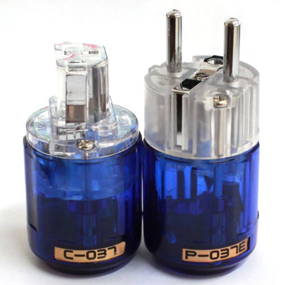 P-037E Platinum Plated EU Power plug + C-037 IEC Connector DIY Power Cable Accommodates Cable 10-21mm SCHUKO 2pcs