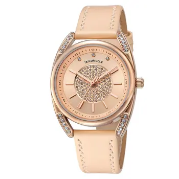 

Luxury Brand Taylor Cole Quartz Watches Golden Case Elegant White Genuine Leather Strap Hodinky Women Causal Dress Watch /TC139