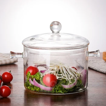 

Kitchen Transparent Stewpan Glass Cooking Pot Multi-Function Open Fire Heating Health Stew Pot Glass Noodles Bowls