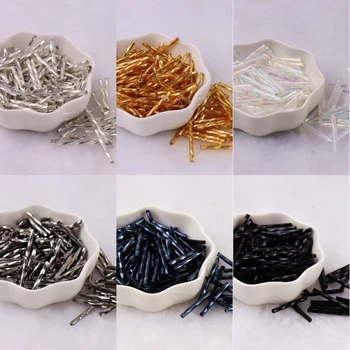 

Golden 45Pcs/10g 2.5mm*25mm Czech Twist Bugles Glass Tube 8/0 Seed Beads for jewelry Making,Women Garment DIY Sewing Accessories