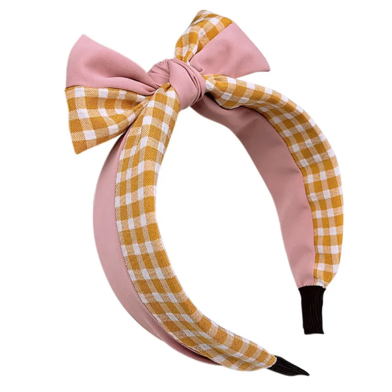 Новая мода для маленьких девочек Крест плед дизайн повязка на голову Одежда фотография Реквизит подарок на день рождения - Цвет: Цвет: желтый