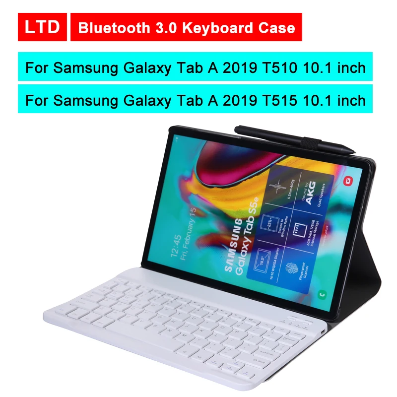 

Bluetooth 3.0 Tablet Keyboard Case For Samsung Galaxy Tab A 2019 T510/T515 10.1 inch Mediapad Flip Leather Protective Cover