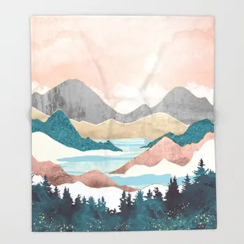 

Forest Blanket Landscape Design Lake Sunrise Fleece Blankets and Throw Blanket for Beds Christmas Decorations for Home 100x125
