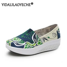 Водонепроницаемые мокасины; обувь на плоской подошве; женская парусиновая обувь для медсестры с граффити; женская обувь на платформе с принтом; женская обувь на плоской подошве с тотемом; сезон осень; коллекция года; YIDALILAOYECHE