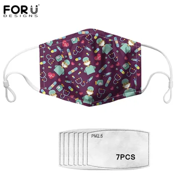 

FORUDESIGNS Women MasK With 2 Filters Life Saver Pattern Adults Outdoor Anti Bacterial Germproof Masque Reusable Nose Face Makes