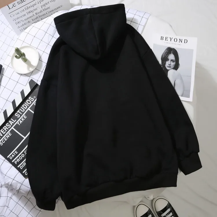 Модные свитшоты для женщин корейский Ulzzang Harajuku Мультфильм Печатный свободный толстовка с капюшоном, толстовки Женская повседневная одежда