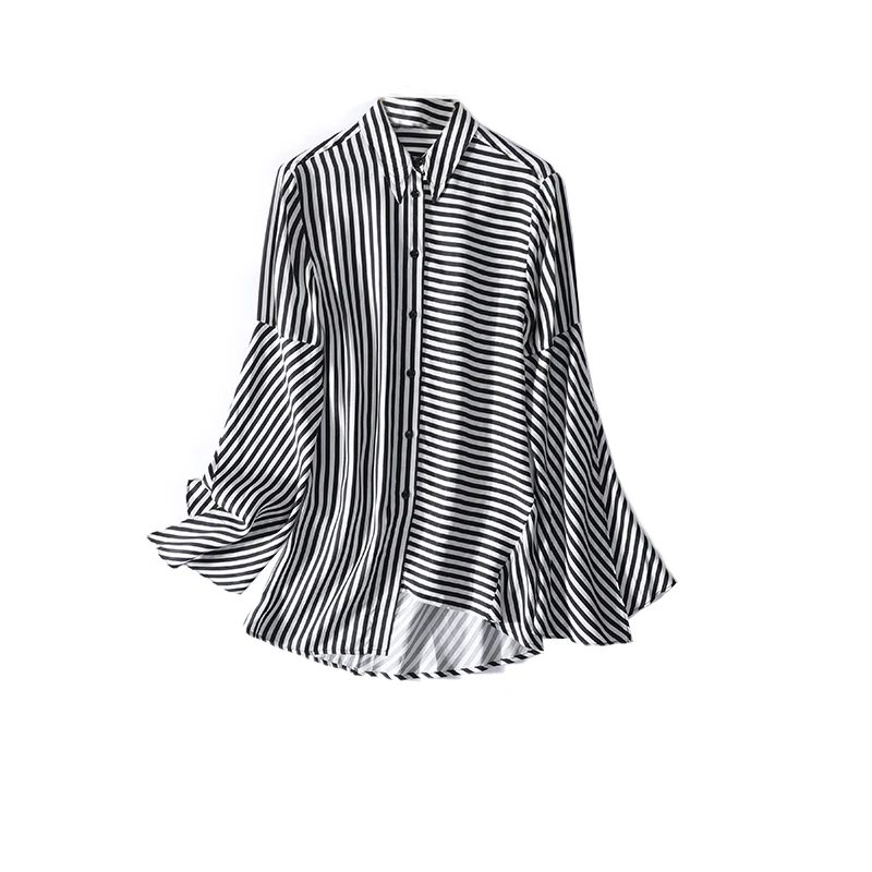 New trill with wind irregular stripes horn sleeve shirt long cardigan a8960