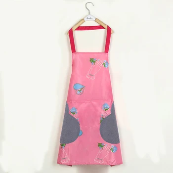 

Apron female thin section kitchen can wipe hands to cook overalls smock summer oil-proof water home custom printing