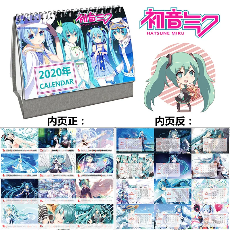 

Anime Hatsune Miku 2020 DIY Cartoon character Daily Schedule Coil Calendars Table Calendars Desk calendar Decoration