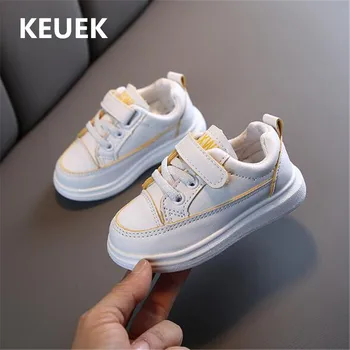 

New Children Sneakers Baby Toddler Flats Breathable Casual Single Shoes Boys Girls White Sports Shoes Kids Student PU Leather 02