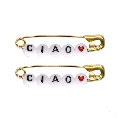 Unique Design Imitation Pearl Paperclip Safety Pins Stud Earring shape brooch Women Girls DIY craft Decor Accessories 1Pair - Цвет: 8