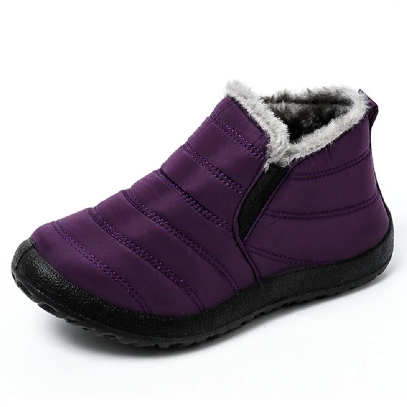 Ботильоны для женщин; зимние ботинки; Плюшевые Теплые женские ботинки; зимняя обувь; ботинки; Новинка года; женские зимние ботинки; водонепроницаемые женские туфли - Цвет: JB196A-purple