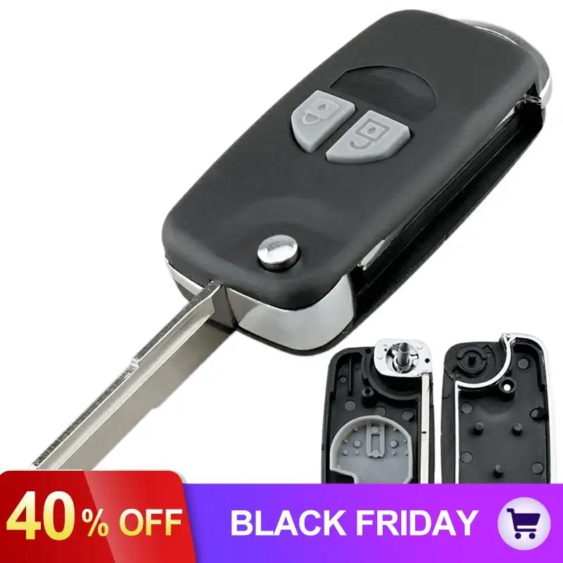 2 Buttons Modified Folding Remote Car Key Shell Case with HU87 Blade and Button Pad Fit for Suzuki SX4