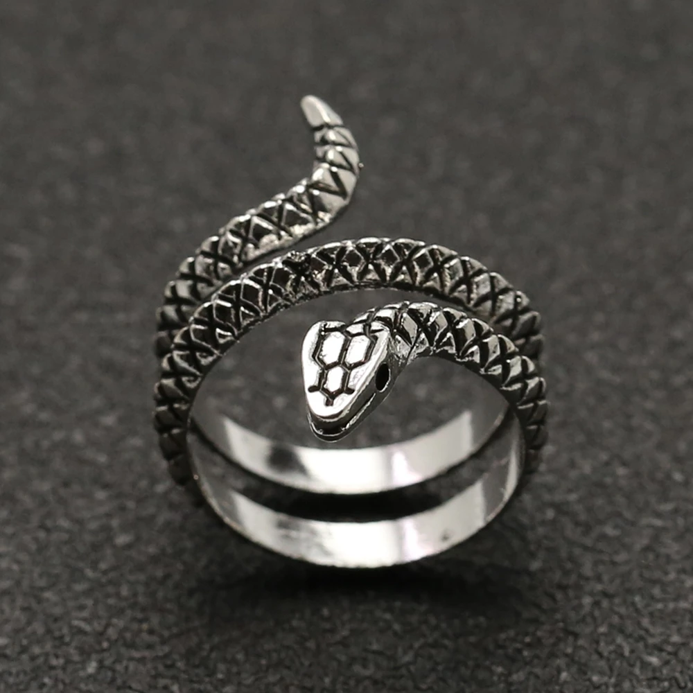 Змея кольцо змея кобра Jormungand заявление преувеличены античное серебро Винтаж модные сапоги в панковском стиле, сапоги в виде амулета "Ювелирное Украшение с изображением животных