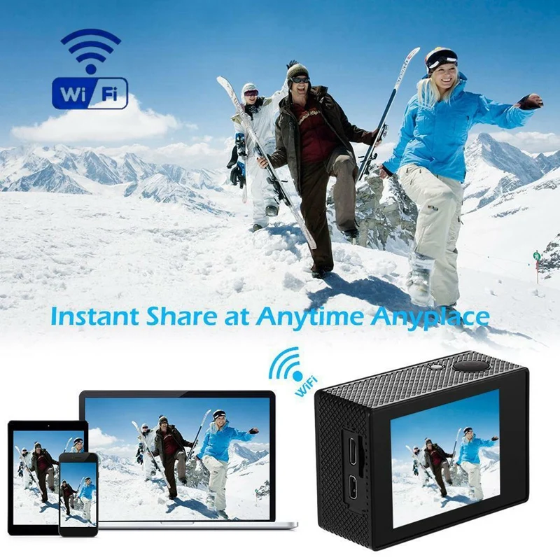AABB-4K Wifi Экшн-камера 1080P Hd 16Mp шлем камера водонепроницаемый Dv пульт дистанционного управления спортивный видео Dvr Черный
