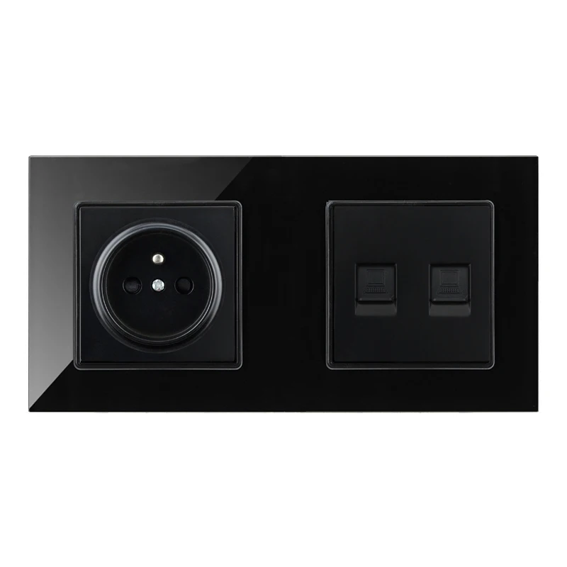 1Socket Double Rj45 Atlectric FR Стандартный разъем RJ45 Интернет Компьютер ТВ Разъем Порт двойной настенный, мощность 172 мм* 86 мм розетки - Тип: 1Socket Double Rj45
