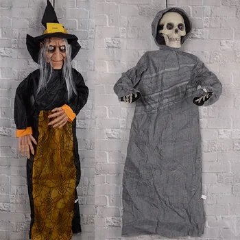 

Halloween Horror Props Haunted House Scenes Are Decorated with Electric Toys, Sound Emitting Voice Controlled Skull Witches