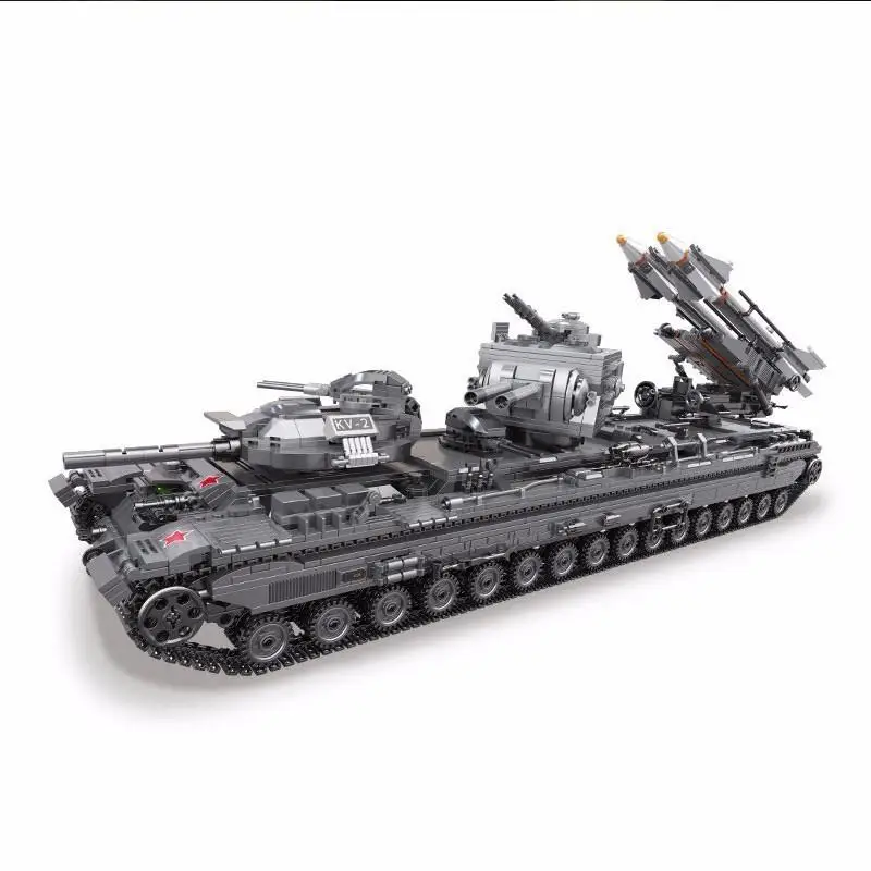

New 3663pcs legoinglys Heavy Tank War Chariot Kv-2 Tank Assembling Spelling Insert Plastic Building Block Alpinia Oxyphylla Toy