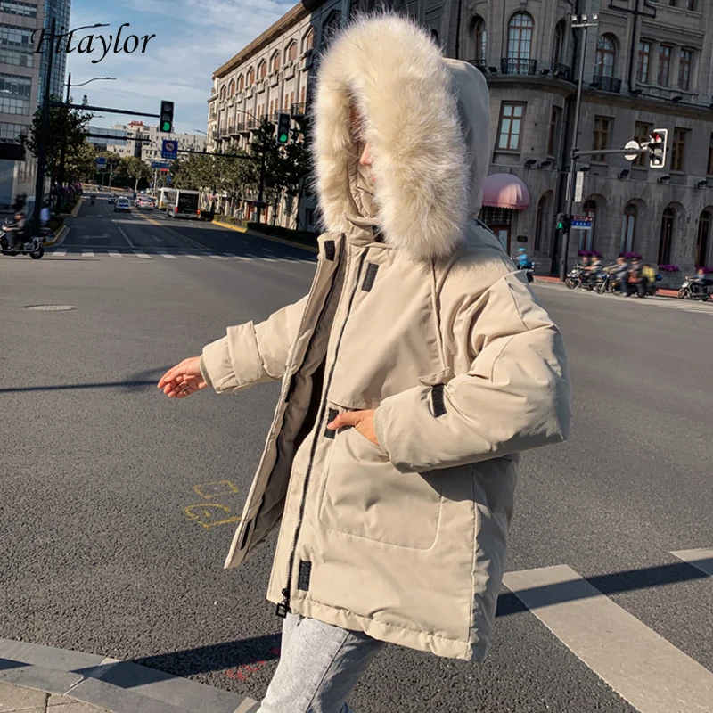 Fitaylor зимняя куртка Женская BF стиль хлеб с капюшоном мягкие хлопковые ветровки