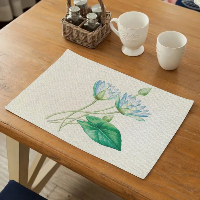 

Flower Patton Table Napkin Dining Table Placemat Kitchen Tool Tableware Pad Coaster Rectangular Coffee Tea Party Decorations