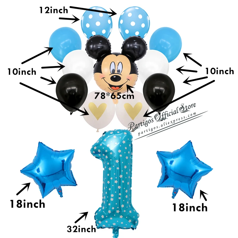 1 комплект Микки и Минни Маус воздушные шары в форме мыши комплект мультфильм глобальной 32 дюймов номер воздушный шарик из фольги в форме душа ребенка Дети День рождения декоративный шар с гелием