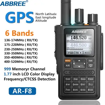 

ABBREE AR-F8 GPS 6 Bands Dual Display Dual Standby 999CH Multi-functional VOX DTMF SOS LCD Color Display Walkie Talkie Ham Radio