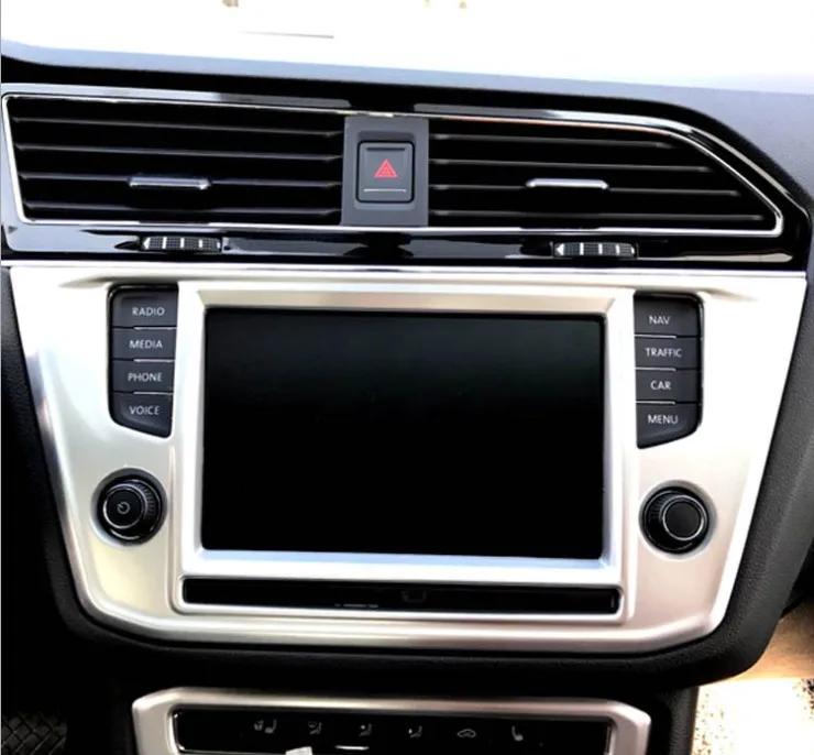 

Fit for VW Tiguan L 2017 Car inner GPS Dashboard panel Frame Cover Carbon fiber/Silver Styling sticker