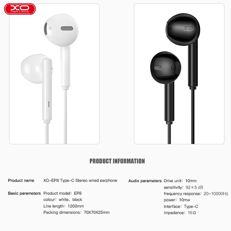 XO EP8 Music Stereo Earphone Type-C 