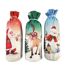 Комплект из 3 предметов, Рождественская бутылка вина крышки Санта Снеговик Олень держатель шампанского бутылки рукав Настольный Декор