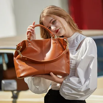 

Women's Handbags Large Genuine Leather Shoulder Bag Ladies Elegant Messenger Tote Bags Female 2020 Designer
