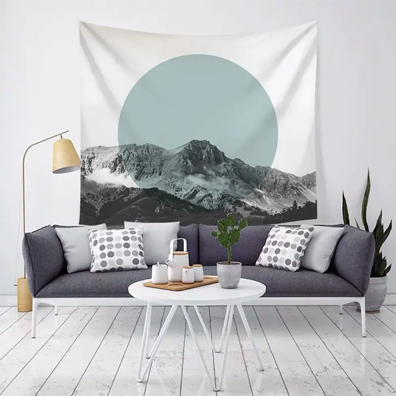 Декоративный гобелен с изображением солнца, горы, японской стены, Современный домашний декор, скандинавские tapiz tenture, настенная роспись