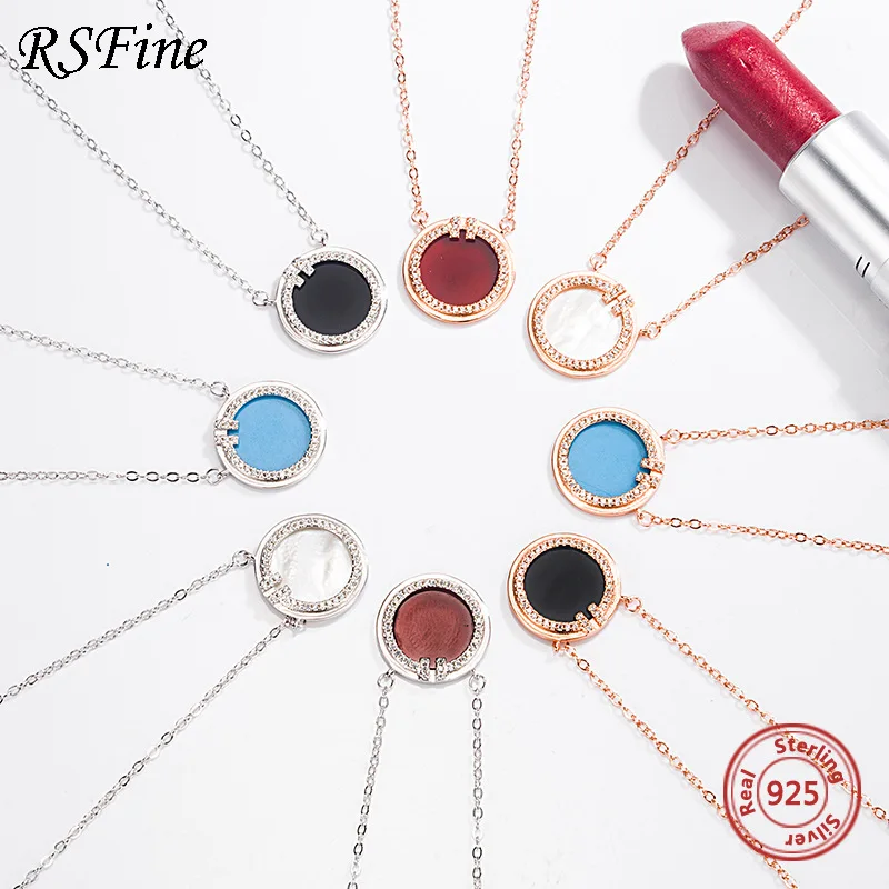 

925 Sterling Silver White Fritillaria agate Necklace large precision T Pendant famous brand Fine jewelry For women wholesale