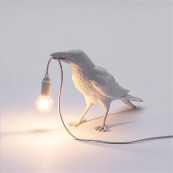 

Post-modern Black/White Bird Table Lamp for Foyer Bar Bed Room Resin Animal Creative Desk Night Light 1962