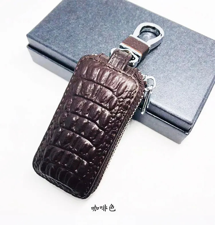 Men Women Leather Keychain Key Holder Organizer Pouch Cow Split Car Key Bag Wallet Housekeeper Key Case Card Bag