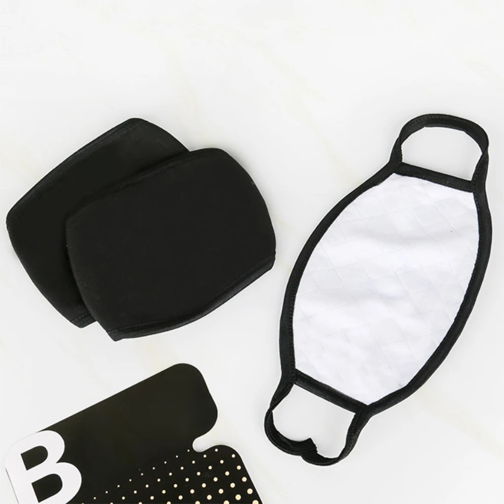 Black Cotton Blend Ear Loop Face Mouth Mask Washable Anti Dust Warm Ski Cycling Safety Windproof Protective Reusable 3 Layers