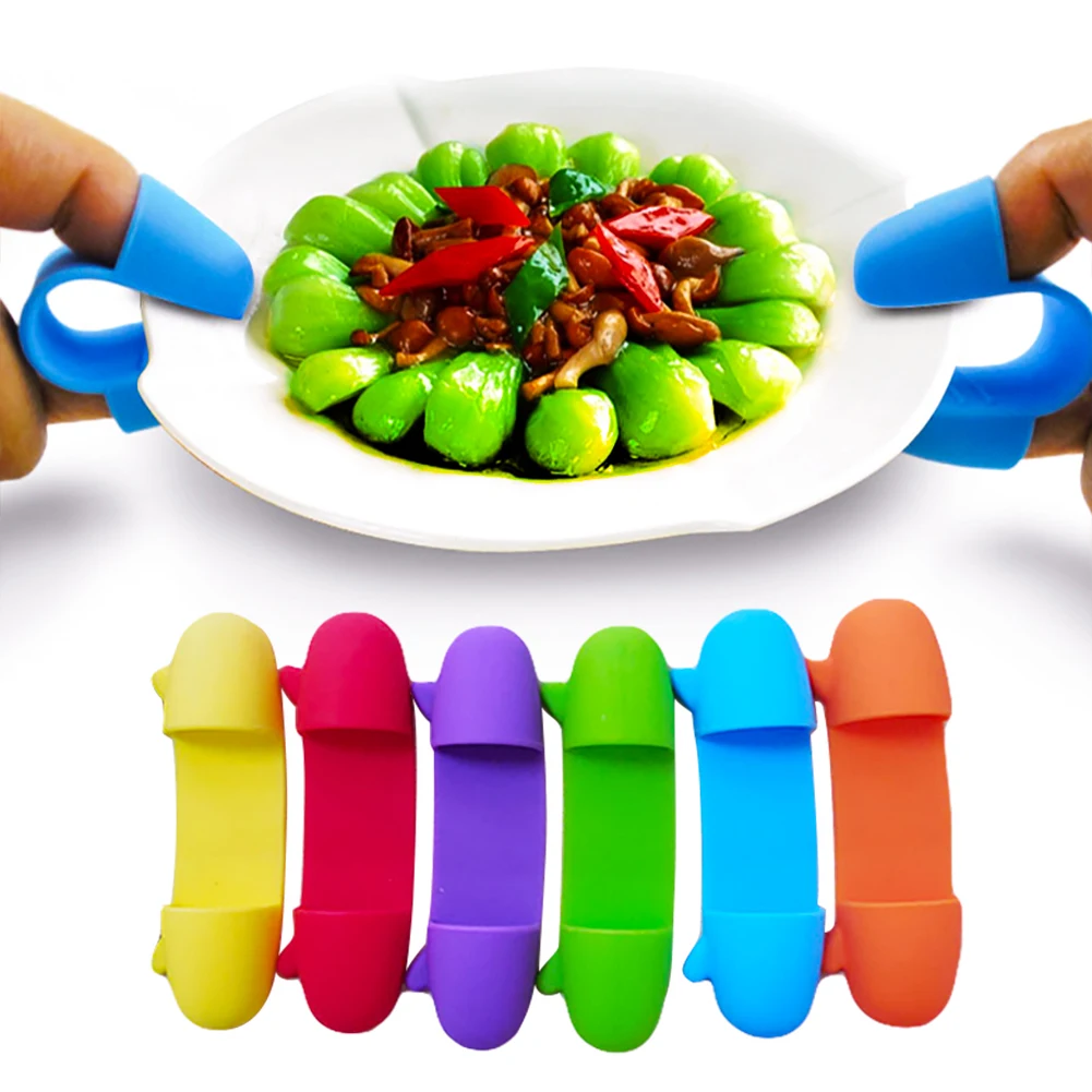 1 Pair Mini Silicone Heat Insulated Finger Clip Bowl Dish Plate Clamp Holder Non-slip Gripper Pot Holder Insulated Hot Tableware