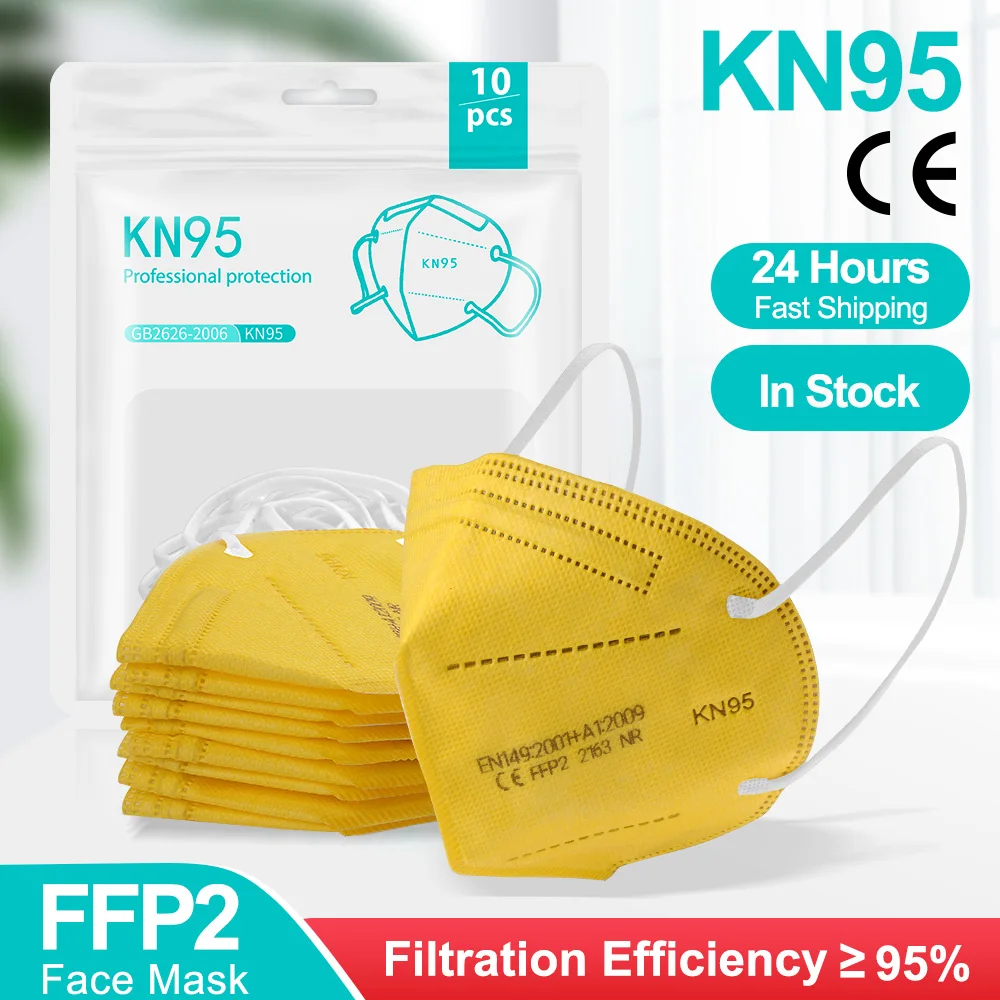 Mascarilla facial KN95 FFP2 ffp2 con filtro CE, 5 capas, reutilizable, antigotas, 5-100 Uds.