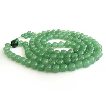 

8mm Green Jade Tibet Buddhist 108 Prayer Beads Mala Necklace