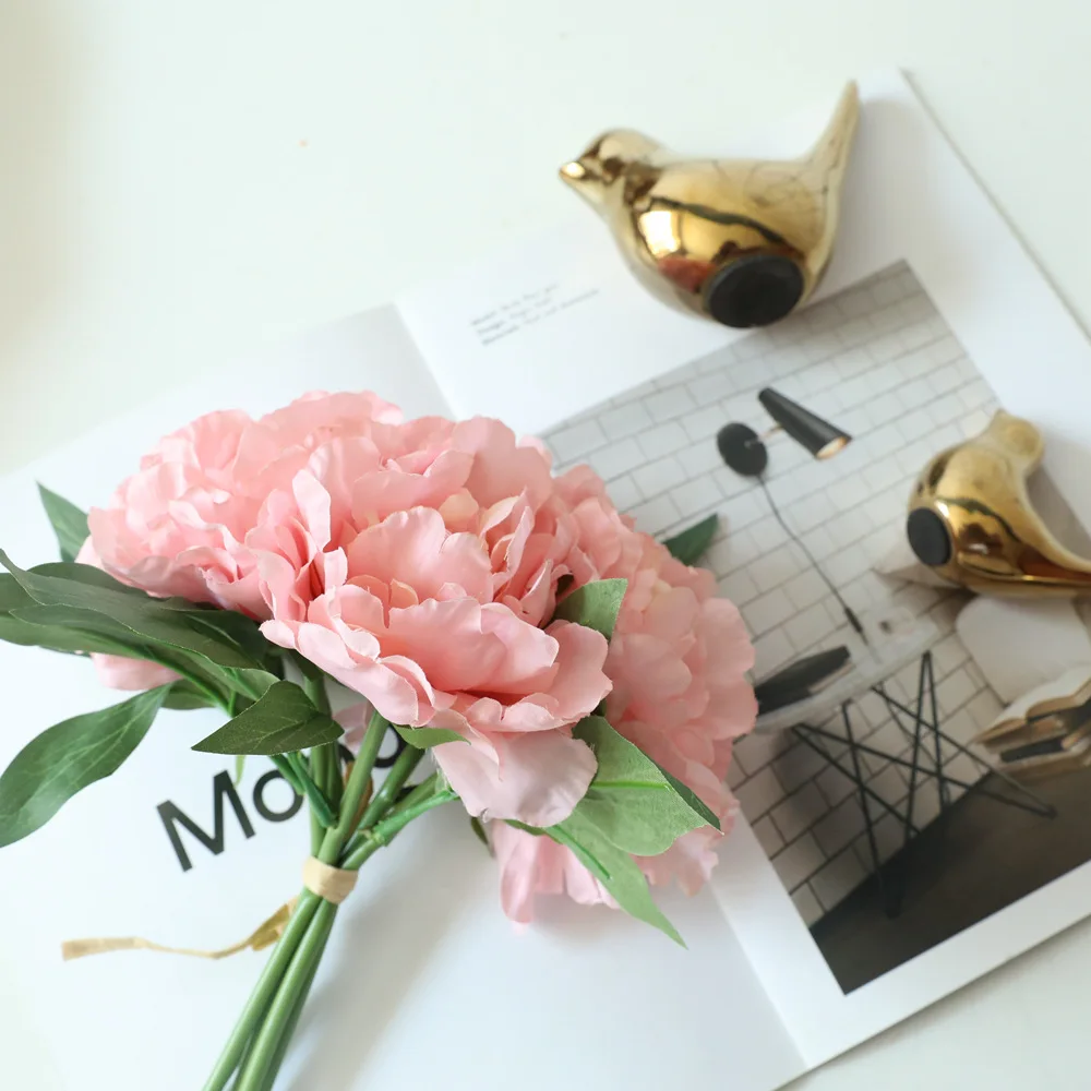 Искусственные пионы 5 головок букет цветов Свадебный искусственный