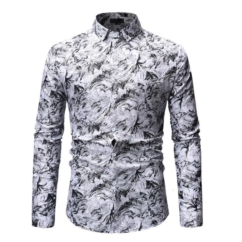Мужская гавайская рубашка мужская повседневная Camisa Masculina с принтом ананаса пляжные рубашки с длинным рукавом цветочные рубашки мужская брендовая одежда 3XL - Цвет: ML26 White