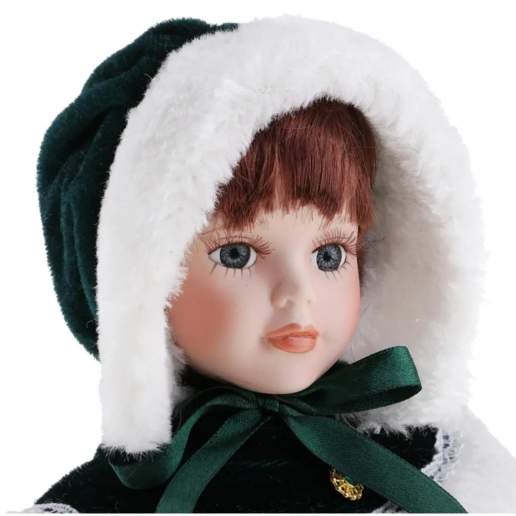 1/6 Victorian Porcelain Doll In Winter Plush Clothes with Stand Action Figures Accessory Home Decor Kids Children Birthday Gifts
