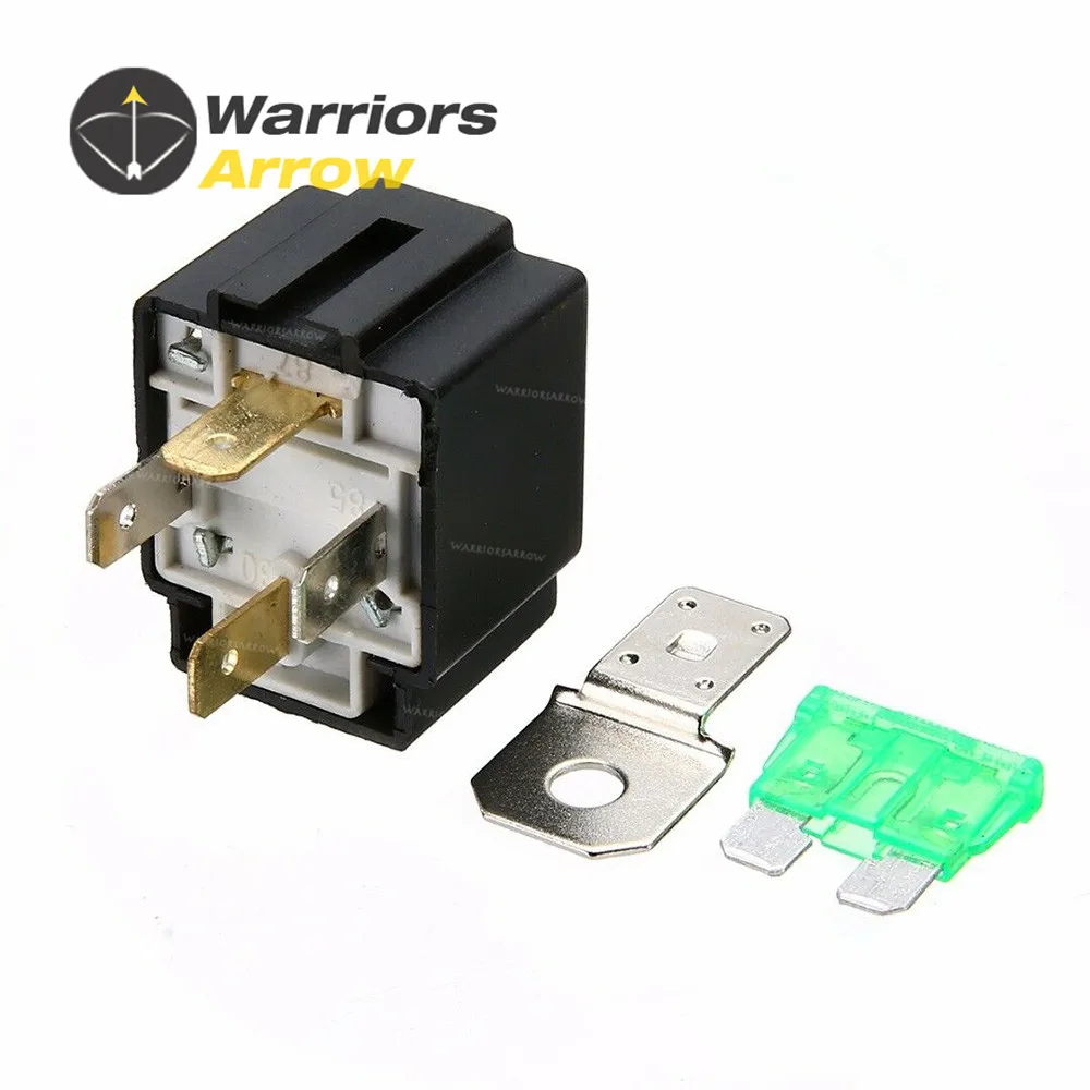 

12V 30A On/Off Car 4-Pin Normally Open Contacts Fused Relay With Metal Bracket