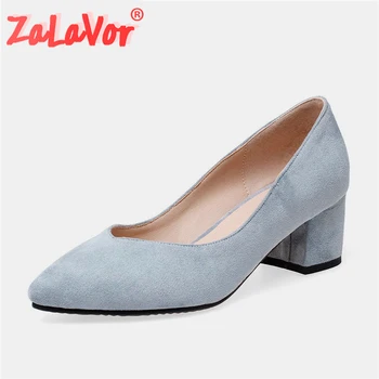

ZALAVOR 4 Color Suede Leather Ladies Pumps Pointed Toe Party Wedding Spring Work Shoes Classics Pumps Footwear Size 30-43