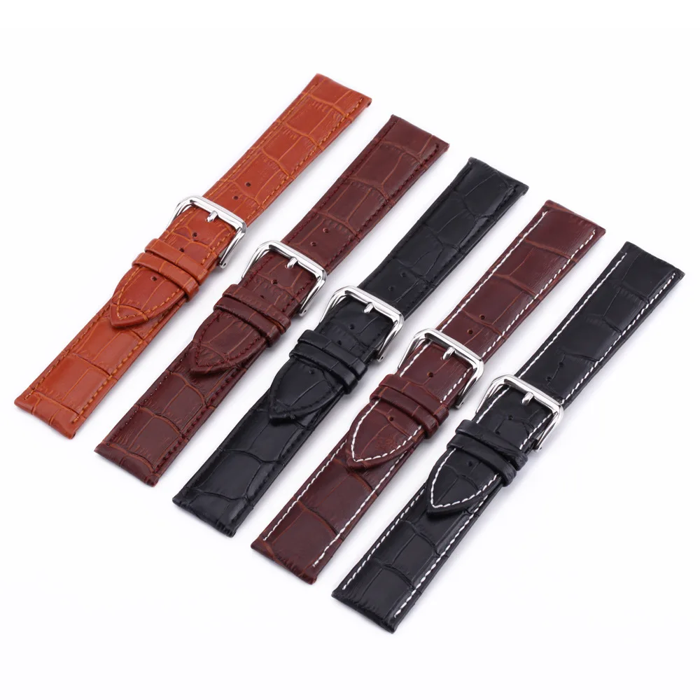 

12mm 14mm 16mm 18mm 20mm 22mm 24mm Genuine Leather Watchband Universal Waterproof Strap Accessories Men Women Soft Bracelet Band