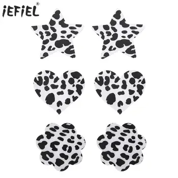 

15Pair Invisible Nipple Stickers Self-Adhesive Breast Petals Cover Sticker Cow Print Disposable Nipple Cover Pasties Accessories