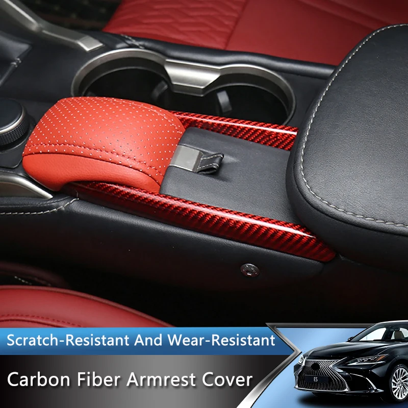 QHCP-Red-Carbon-Fiber-Armrest-Box-Protective-Cover-Protective-Cover ...
